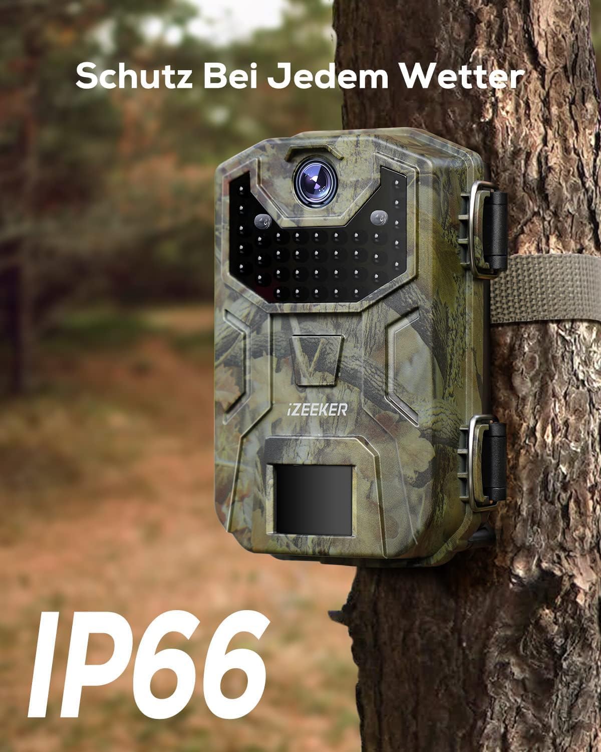 iZEEKER Kamera do obserwacji dzikich zwierząt bez Wi-Fi, kamera do obserwacji dzikich zwierząt z diodami LED na podczerwień 940 nm, z czujnikiem ruchu, widoczność w nocy IP66, do obserwacji zwierząt