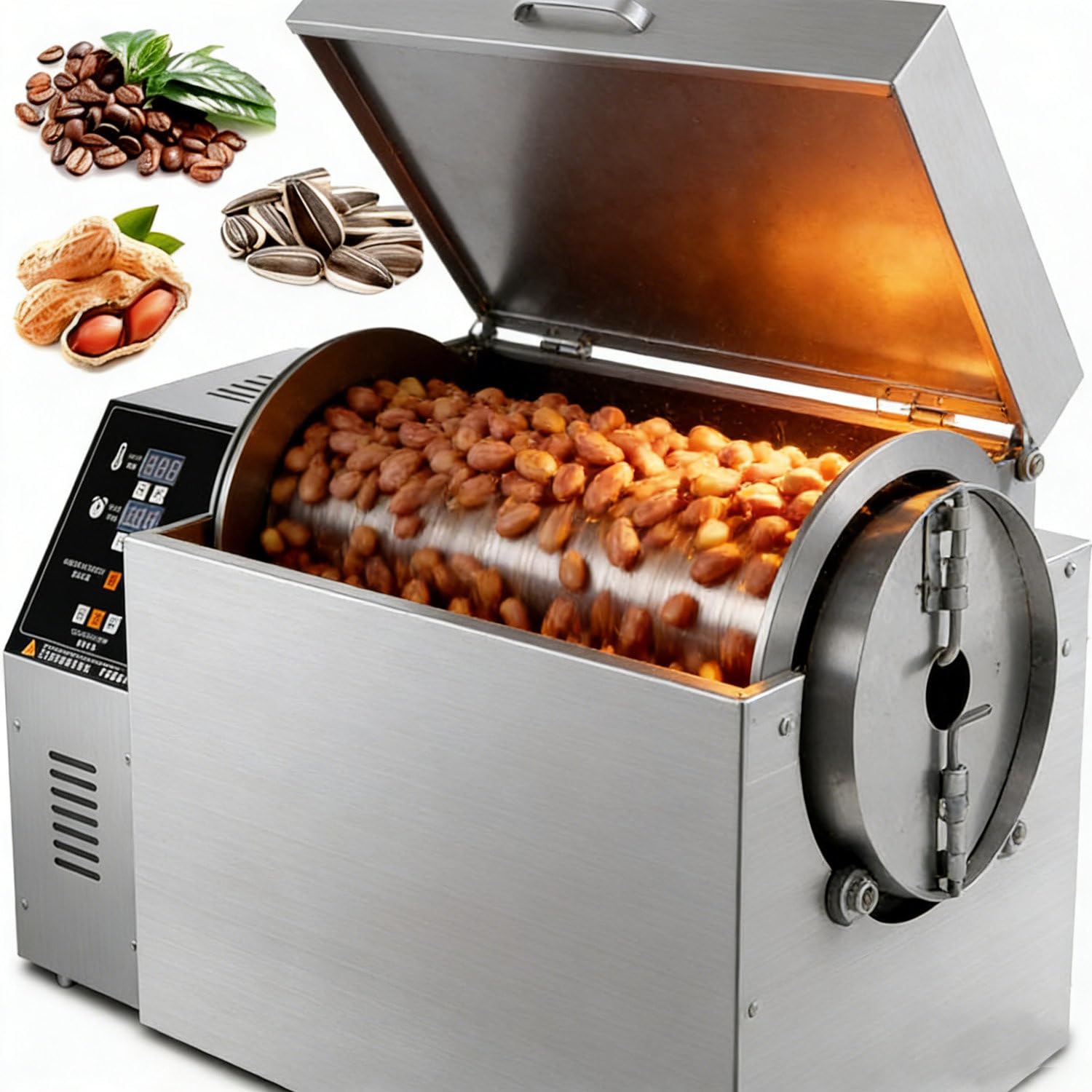 Tostadora de Frutos Secos versátil, tostadora de café eléctrica con Temperatura Ajustable (30-300 °C), Tambor Interior extraíble para facilitar la Limpieza (doméstica/Comercial) TK10