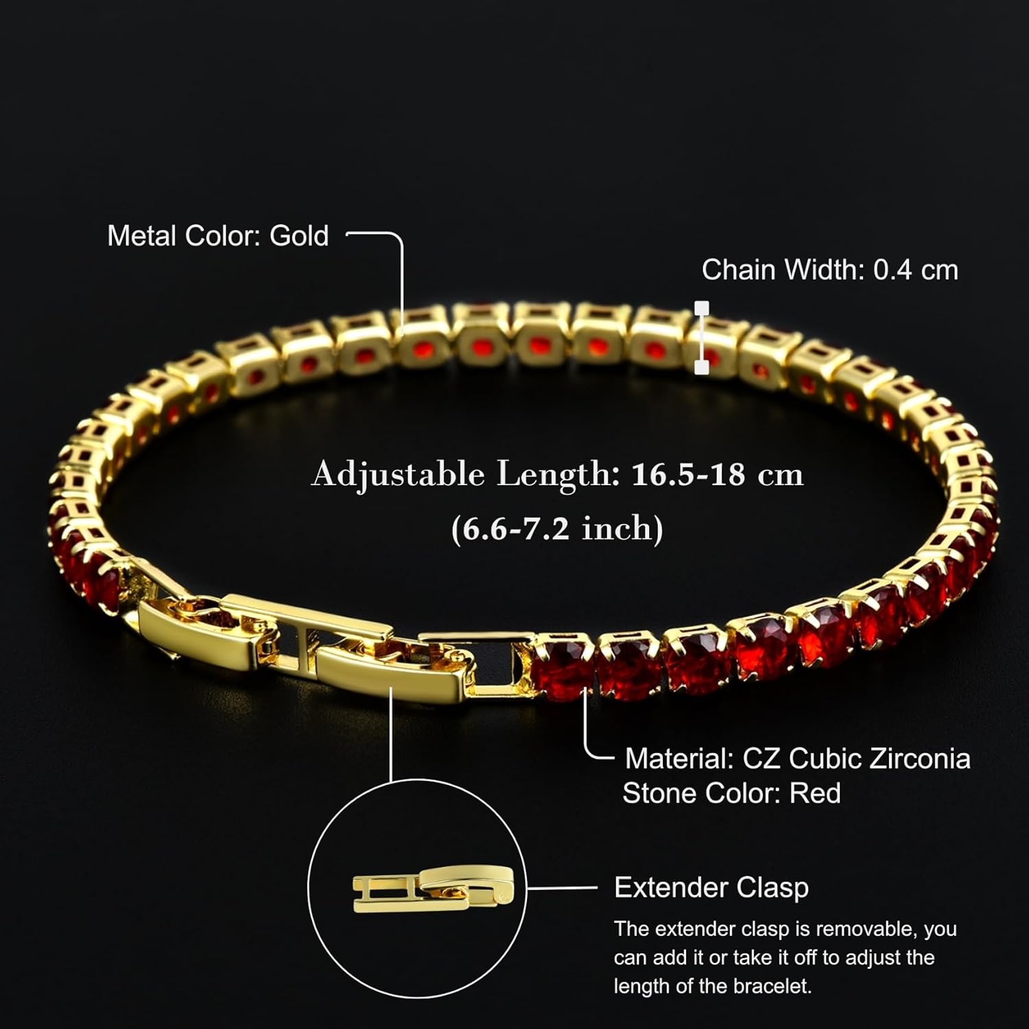 Tennis Bracelets for Women, Silver/Gold Plated 4mm Cubic Zirconia Bracelets Adjustable, Fashion Jewelry Non Tarnish Size 6.6 inch+1.5 inch Extender - Image 2