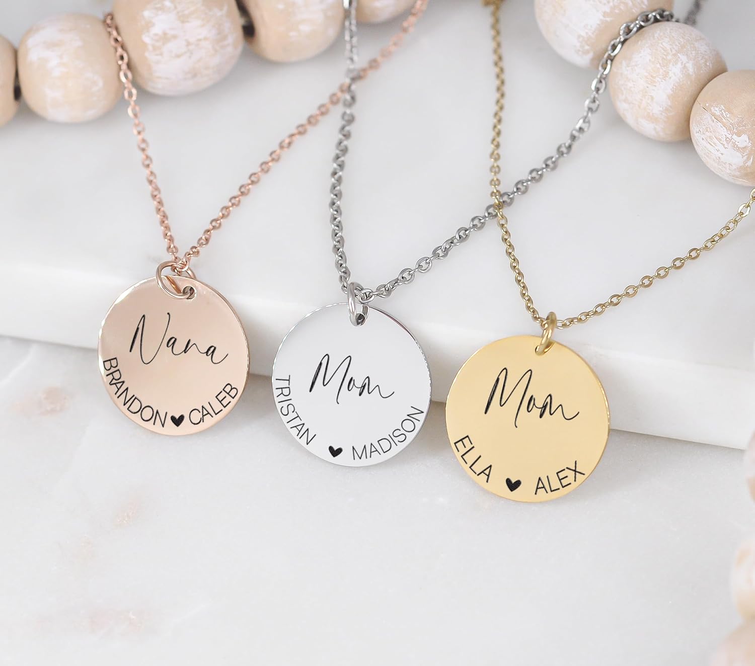 Personalized necklace for Mom, Nana, Grandma, Mimi, Gigi, Mothers day jewelry kid's names engraved custom necklace