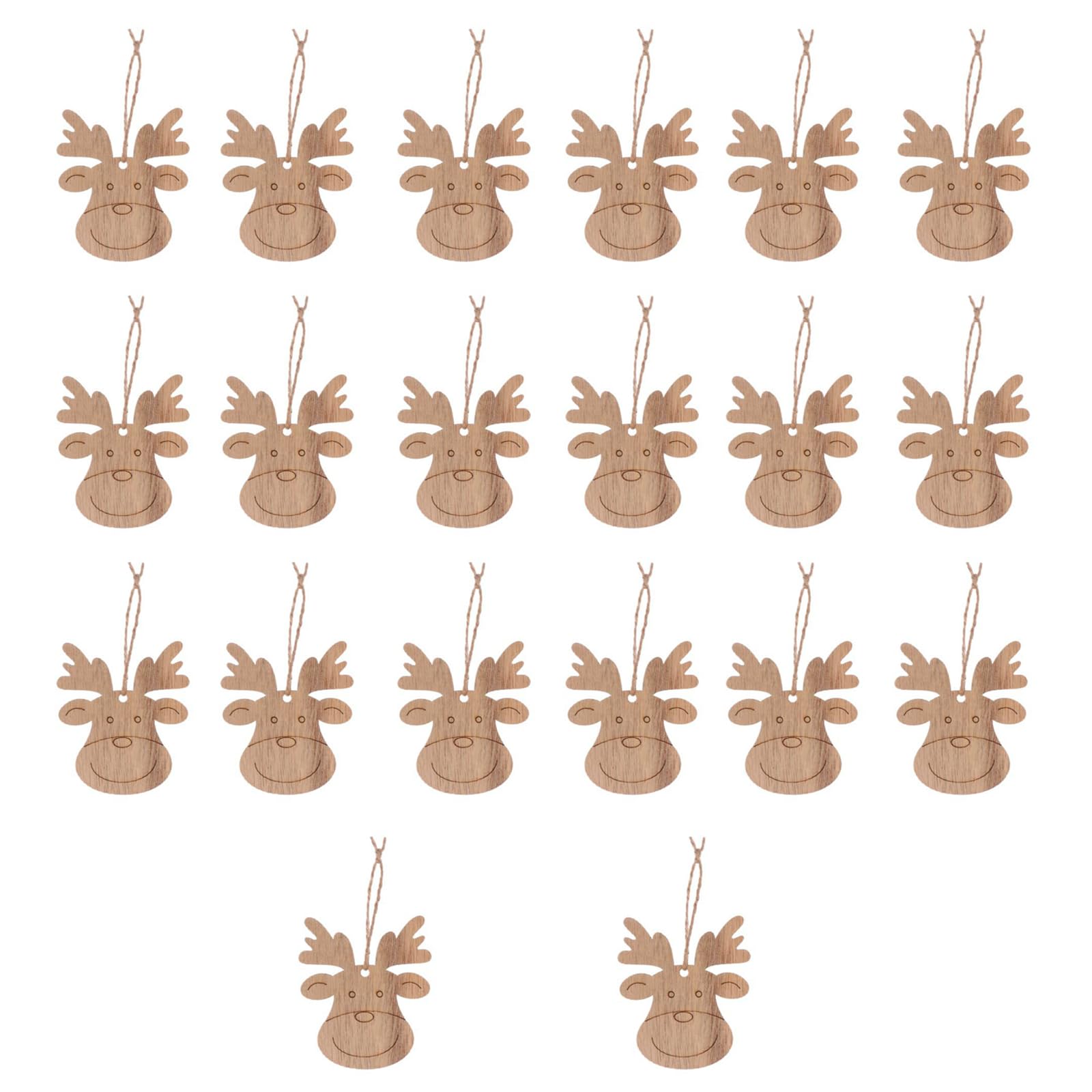 20Pcs Elegant Mini Deer Pendant Beautiful Blank Crafts Wooden Deer Add Joy Atmosphere Blank Reindeer Hanging Pendant for DIY Painting Decorations