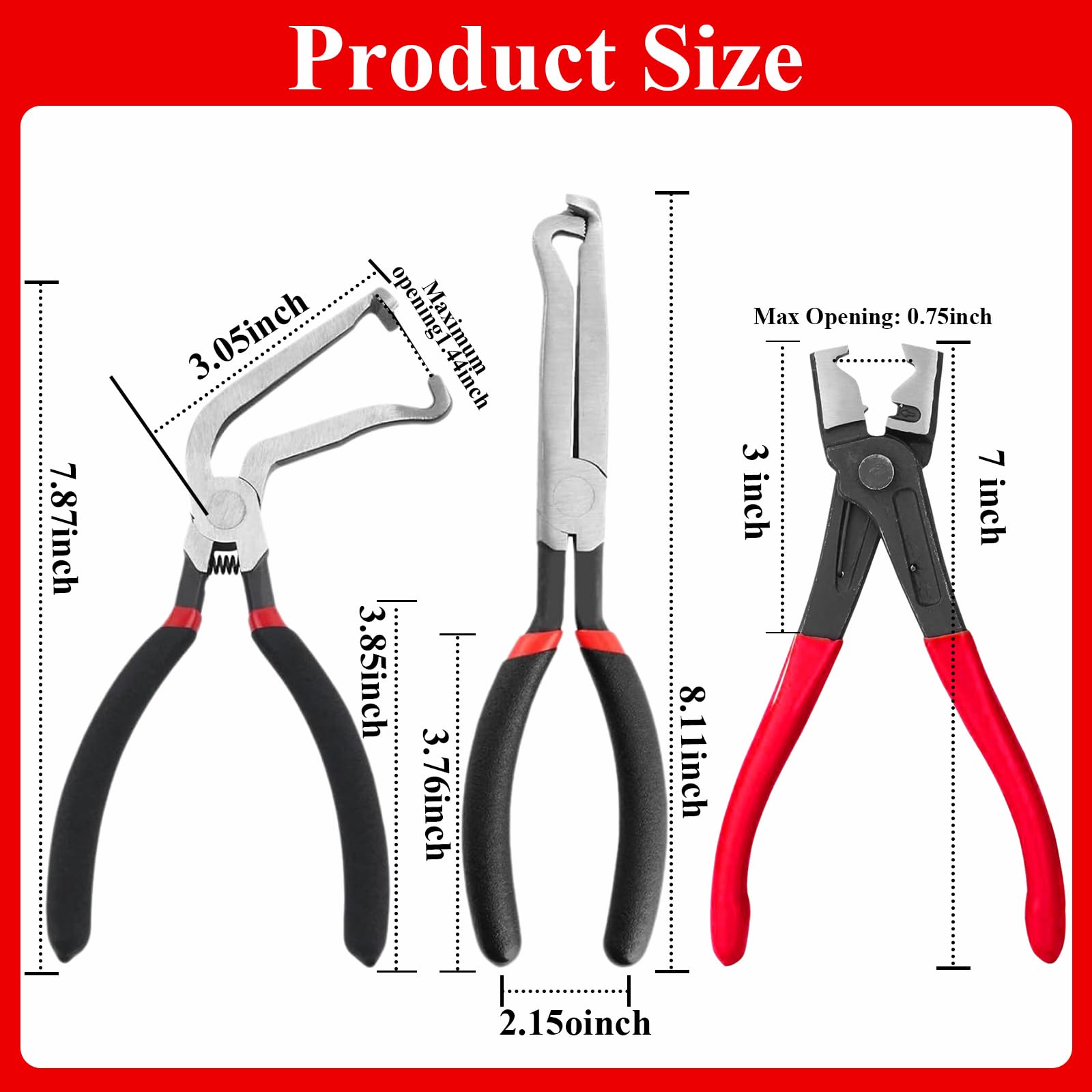 3pcs Electrical Disconnect Pliers,Automotive Electrical Connector Pliers & Fuel Line Clip Remover Tools for Cars,Automotive Tools for Disconnects Electrical Connectors/Hose Clamp/Fuel Injectors