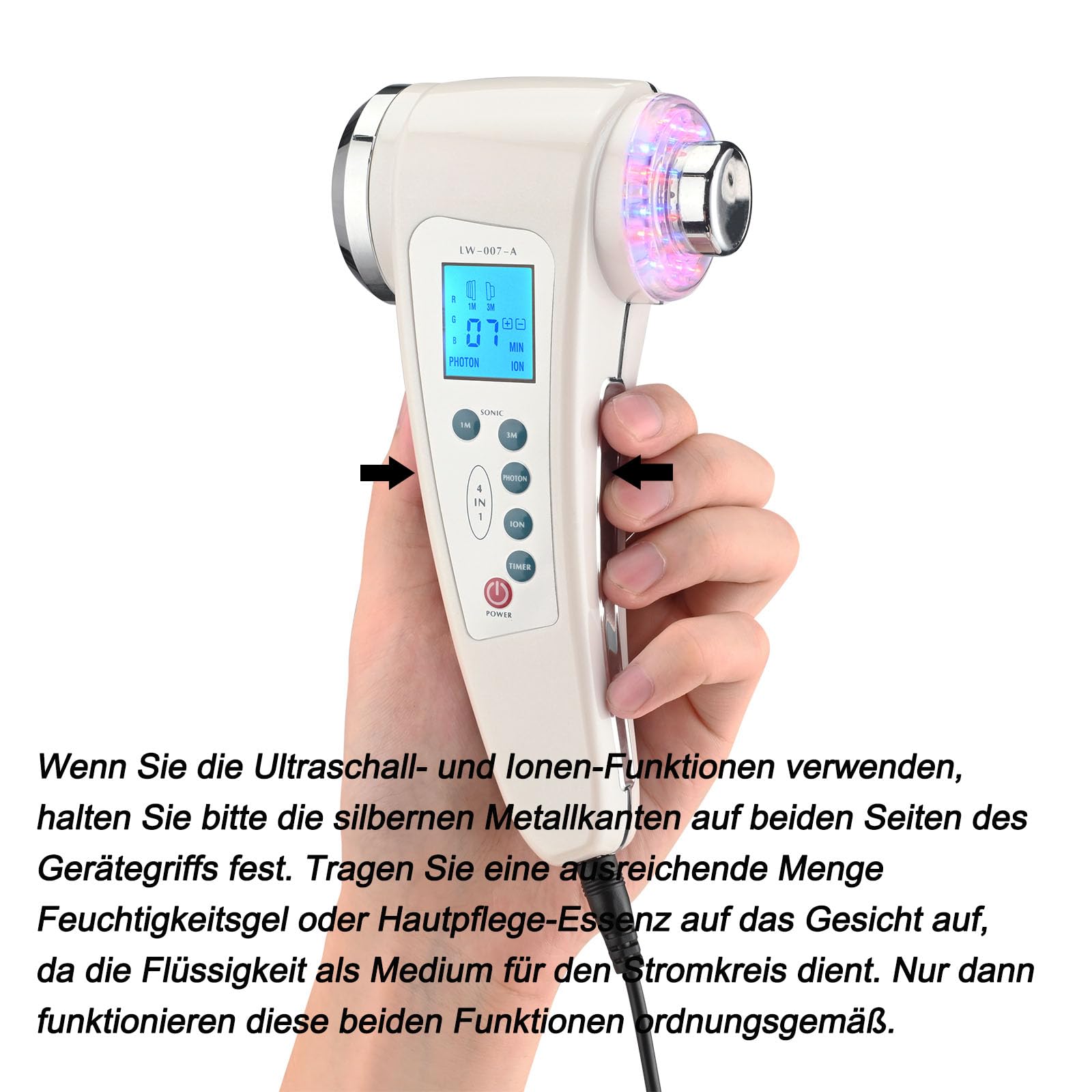 Aparato de ultrasonidos cosmético 1 MHz + 3 MHz reafirmante, reducción de arrugas, rejuvenecimiento de la piel, cuidado profundo, 2 cabezales para cara y cuerpo