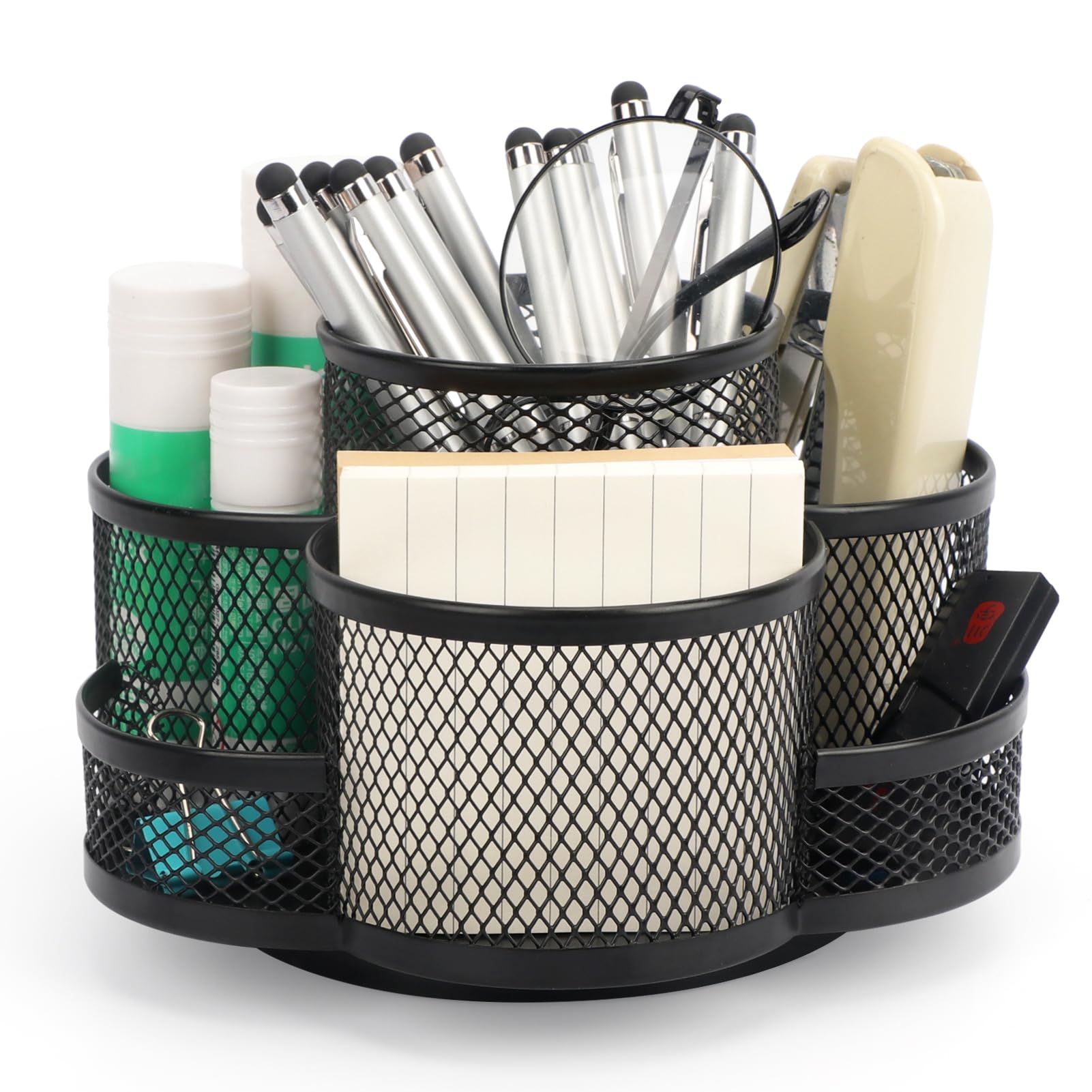 Desk Organizers and Storage Mesh Desk Organizer, Office Supplies Organizer with Drawer, Metal Stationery Caddy Mesh Pencil Holder, 7 Compartments,