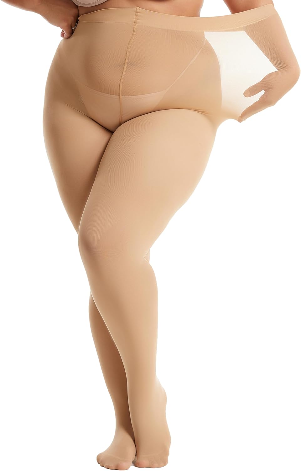 Frola Plus Size Tights for Women Semi Opaque Control Top High Waist Stockings 60 Denier Women's Pantyhose 2X 3X 4X 5X - Image 7