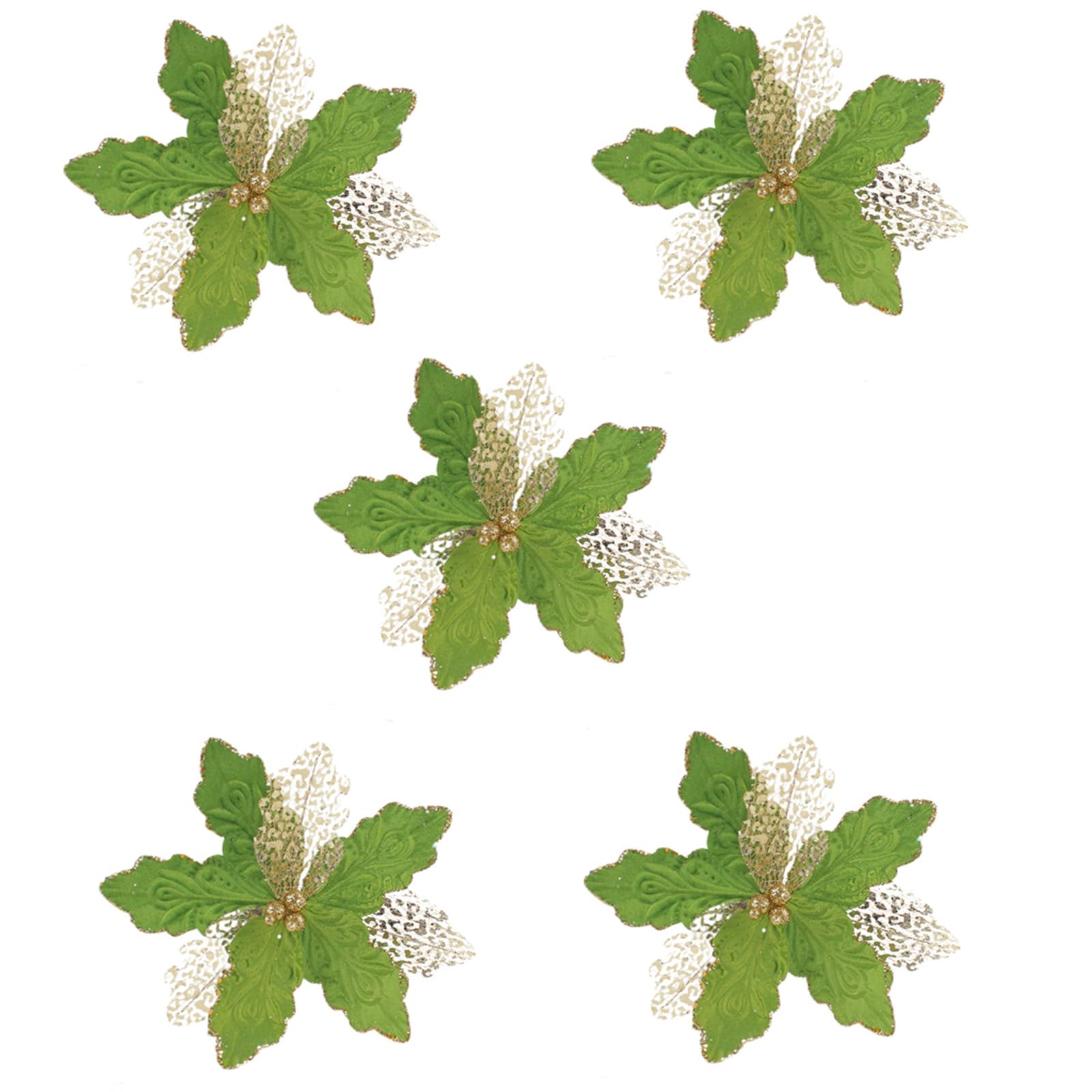 Elnwnnkc 5Pcs Glittering Faux Poinsettias Flower Christmas Tree Hanging Ornament Festival Decoration for Seasonal Celebration Seasonal Tree Embellishment