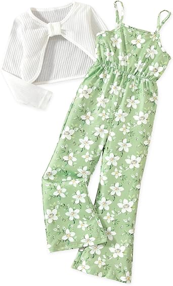 HIHA Girls Long Sleeve Crop Top Sleeveless Jumpsuits Outfit Size 4-12