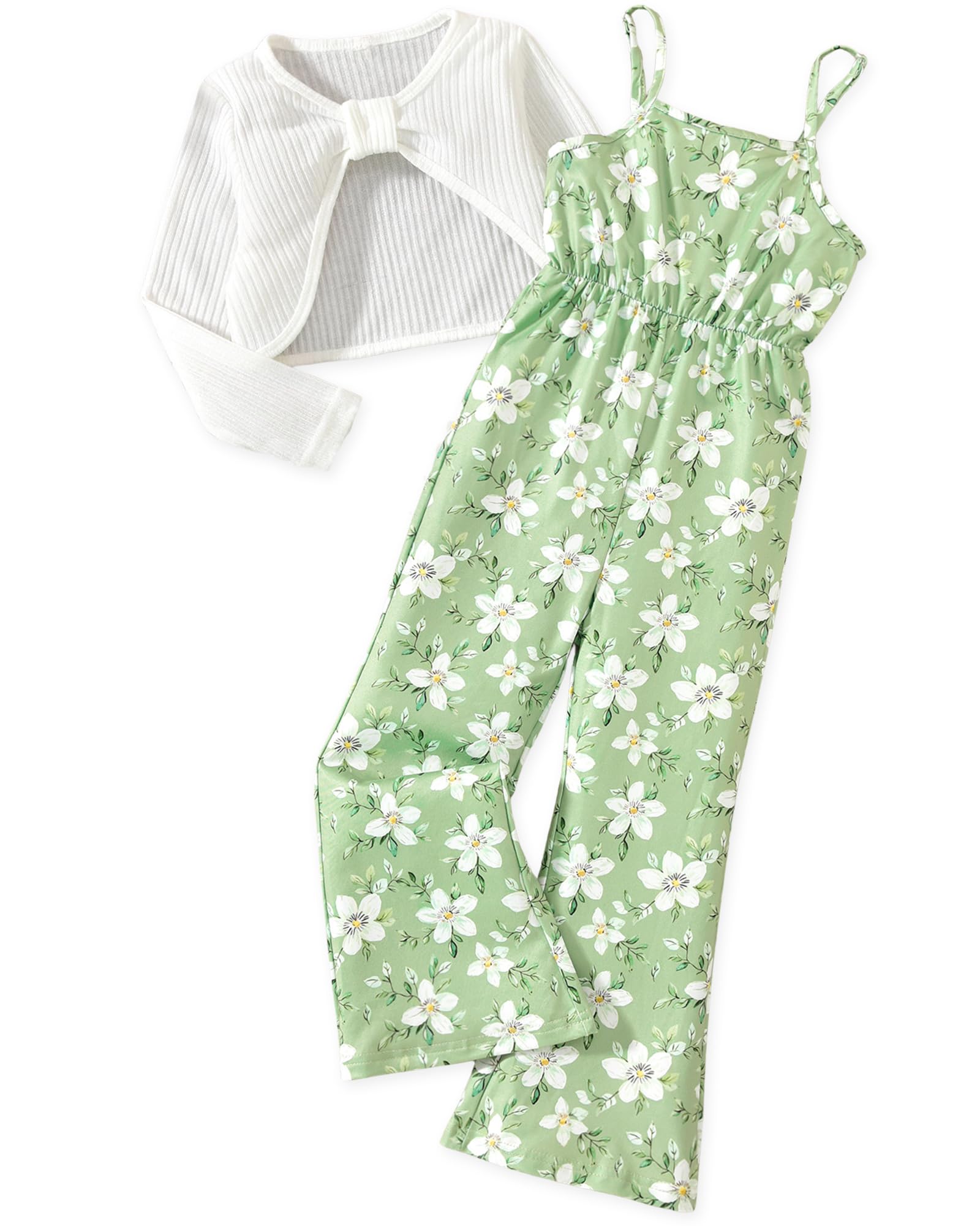 HIHA Girls Long Sleeve Crop Top Sleeveless Jumpsuits Outfit Size 4-12