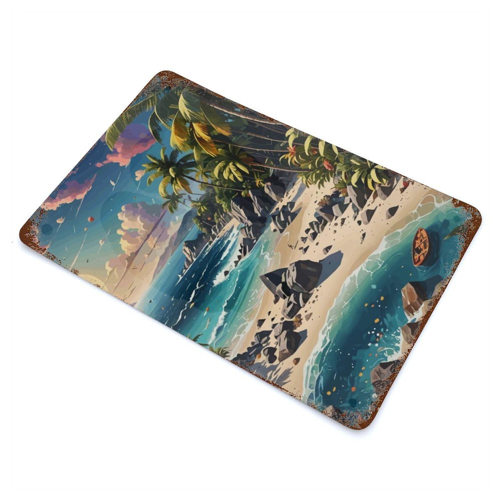 Caribbean Dream Rust Effect Tin Sign 11.8"x7.9", Novelty Wall Decor for Garage, Pub Or Kitchen