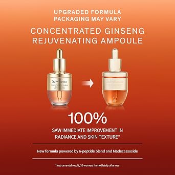 Sulwhasoo Concentrated Ginseng Rejuvenating Ampoule | Korean Ginseng & Peptide Treatment for Wrinkles & Firmness, Helps Soothes Skin & Improves Skin Condition, 0.67 fl. oz.