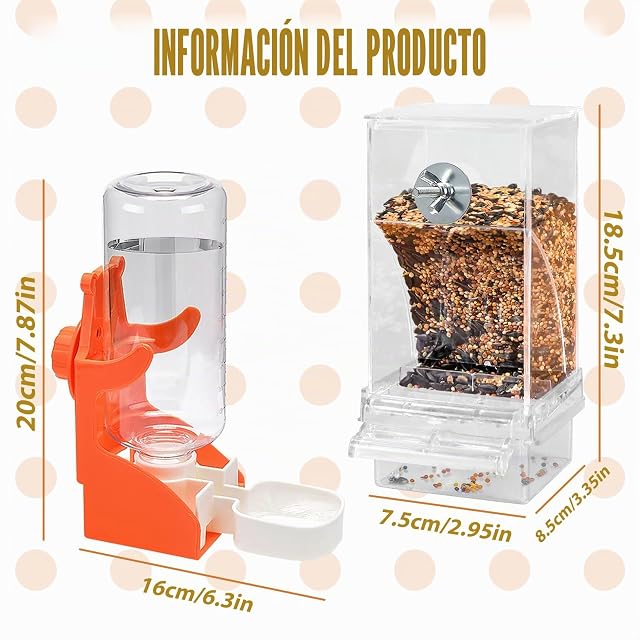Foto 2 de 7 de WEGREAT Dispensador automático de alimentos y agua para pájaros: dispensador de comida transparente y agua…