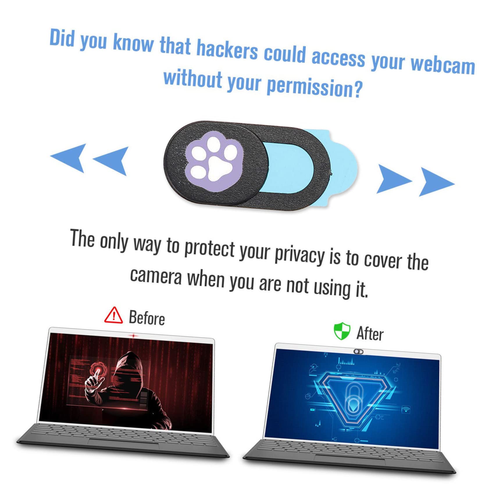 BESTonZON 18stücke Teiliges Webcam Abdeckung Für Laptop Und Tablet Ultra-dünn Und Leicht Zu Installieren Mit Niedlichem Pfotenmuster Schützt Ihre Privatsphäre Vor Neugierigen Blicken
