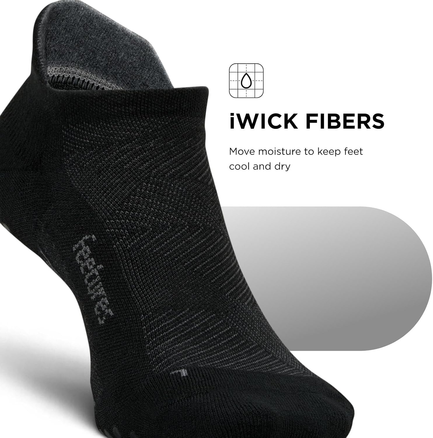 Feetures Elite Max Cushion Grip No Show Tab - Socks with Grippers for Barre, Pilates, Yoga & More - Grippy Socks