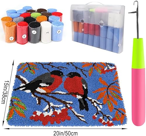 Miniatura 10 de MGahyi Kit de gancho de pestillo, kits de hilo de ganchillo para bricolaje, alfombra de cachorro de 19 x 19 pulgadas para hacer manualidades para