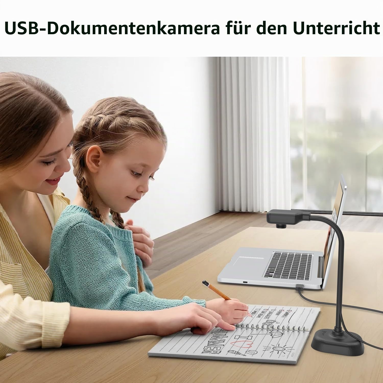 Dokumentenkamera für Lehrer und Klassenzimmer, USB-Webcam/Doc-Kamera, integriertes Mikrofon, Mac OS, Windows, Chromebook, kompatibel für Live-Demo, Webkonferenzen, Fernunterricht,