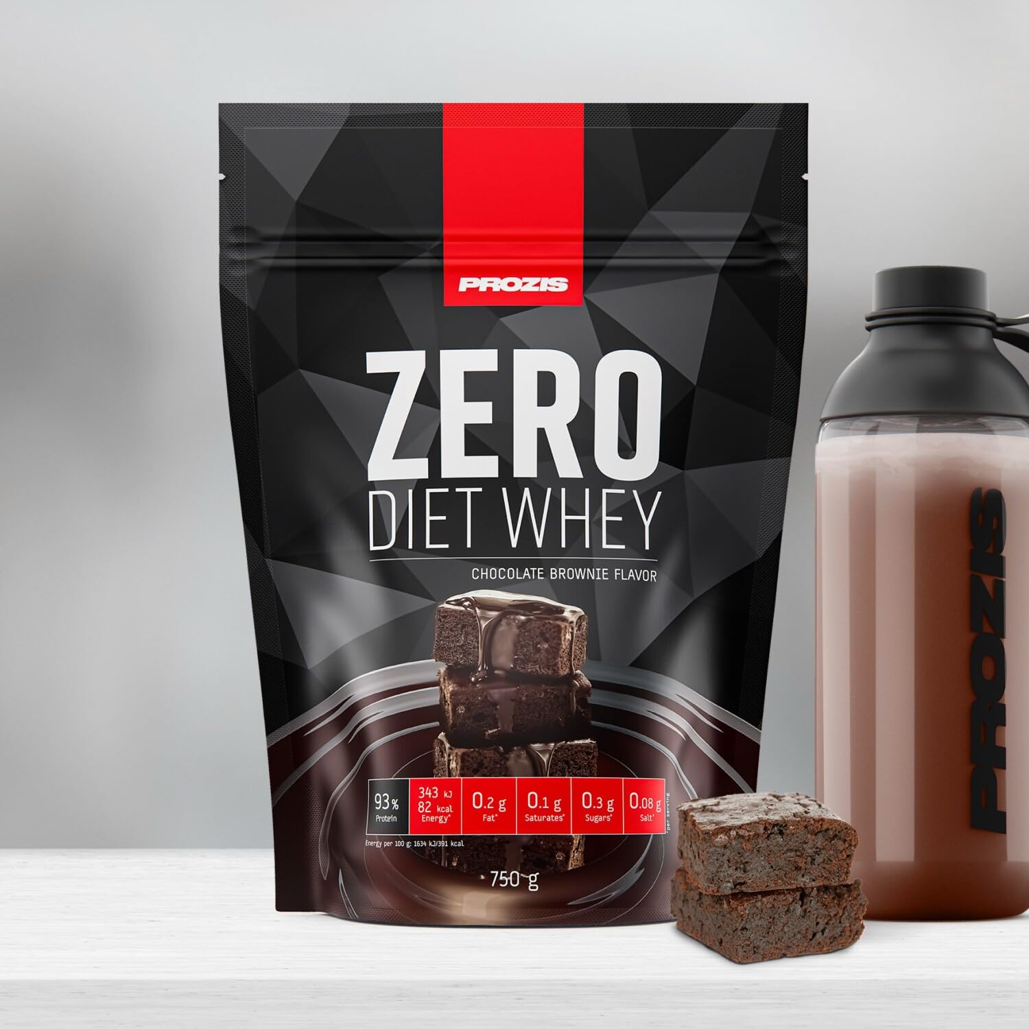 Prozis Zero Diet Whey 750 gr - proteine senza zucchero, senza grassi - vari gusti a scelta - (brownie cioccolato)