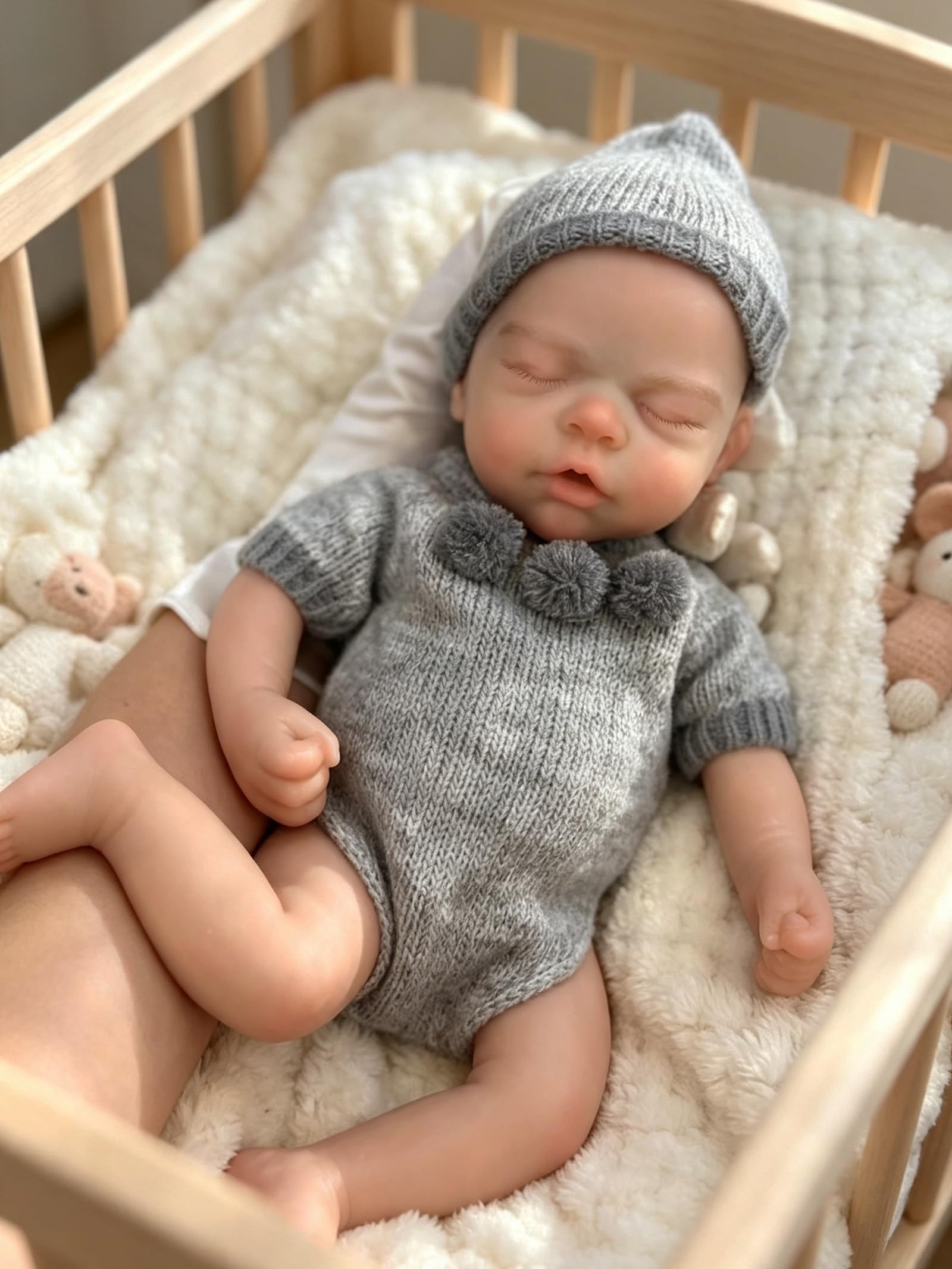 Bambola bambina in silicone morbido e resistente da 13 pollici con bocca aperta, sembra un neonato vero
