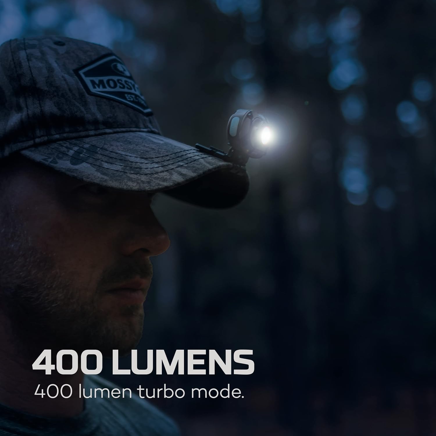 NEBO MYCRO 400 Rechargeable Headlamp | 400 Lumens, 6 Light Modes, Water Resistant, Detachable Hat Clip, Super Bright Head Lamp for Camping & Hiking, Includes Micro USB Charging Cable — Mossy Oak
