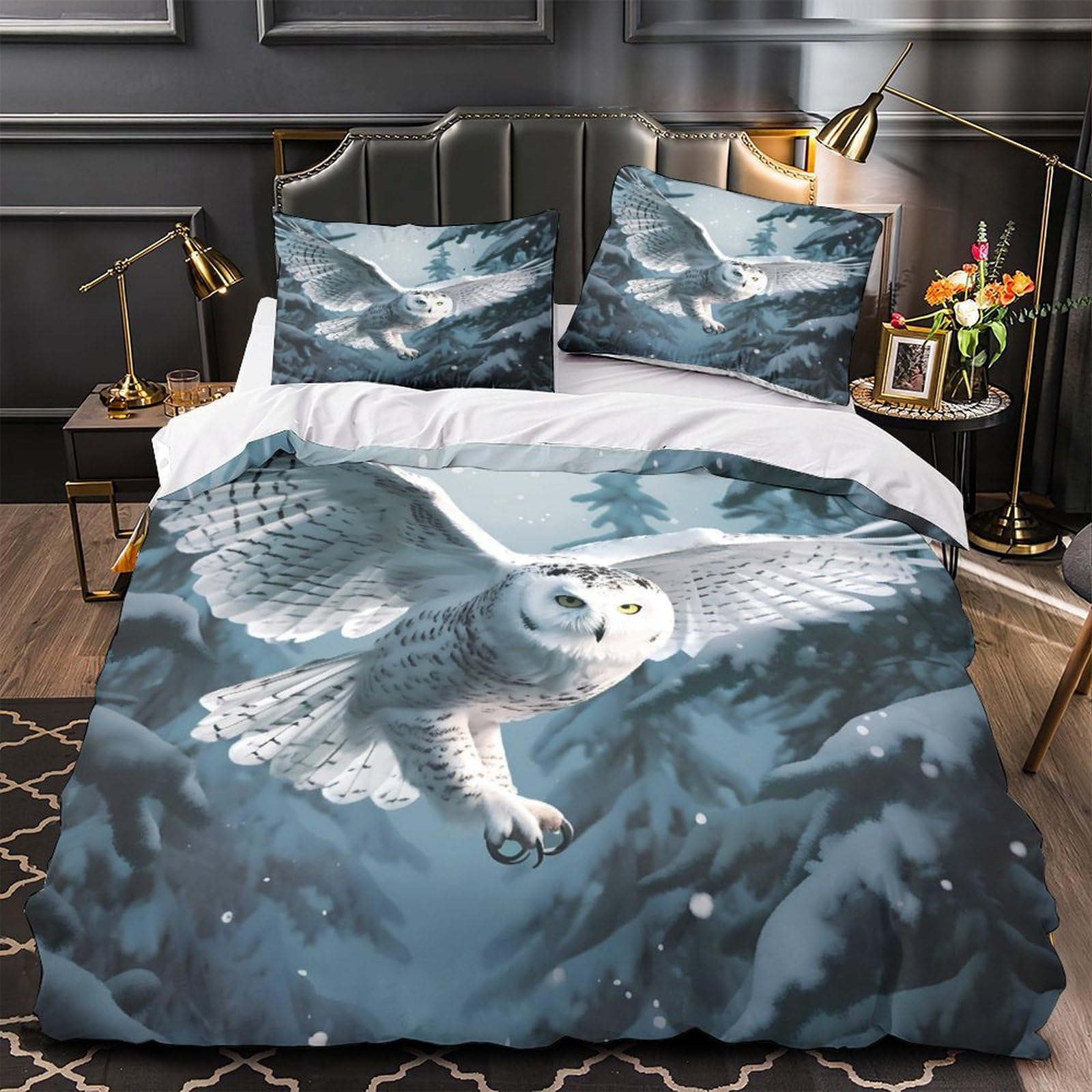 Housse couette 3D hypoallergénique et résistante en microfibre douce king 220x240cm