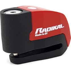 Alarma Moto Pilas RADIKAL RK6 Candado Moto Disco Alarma 120db ON/Off, Warning Avisador, Módulo Remplazable Impermeable, Pila CR2 Larga Duracion, Universal Motos Scooters Bicicletas, Antirrobo Moto Pinza Disco Freno