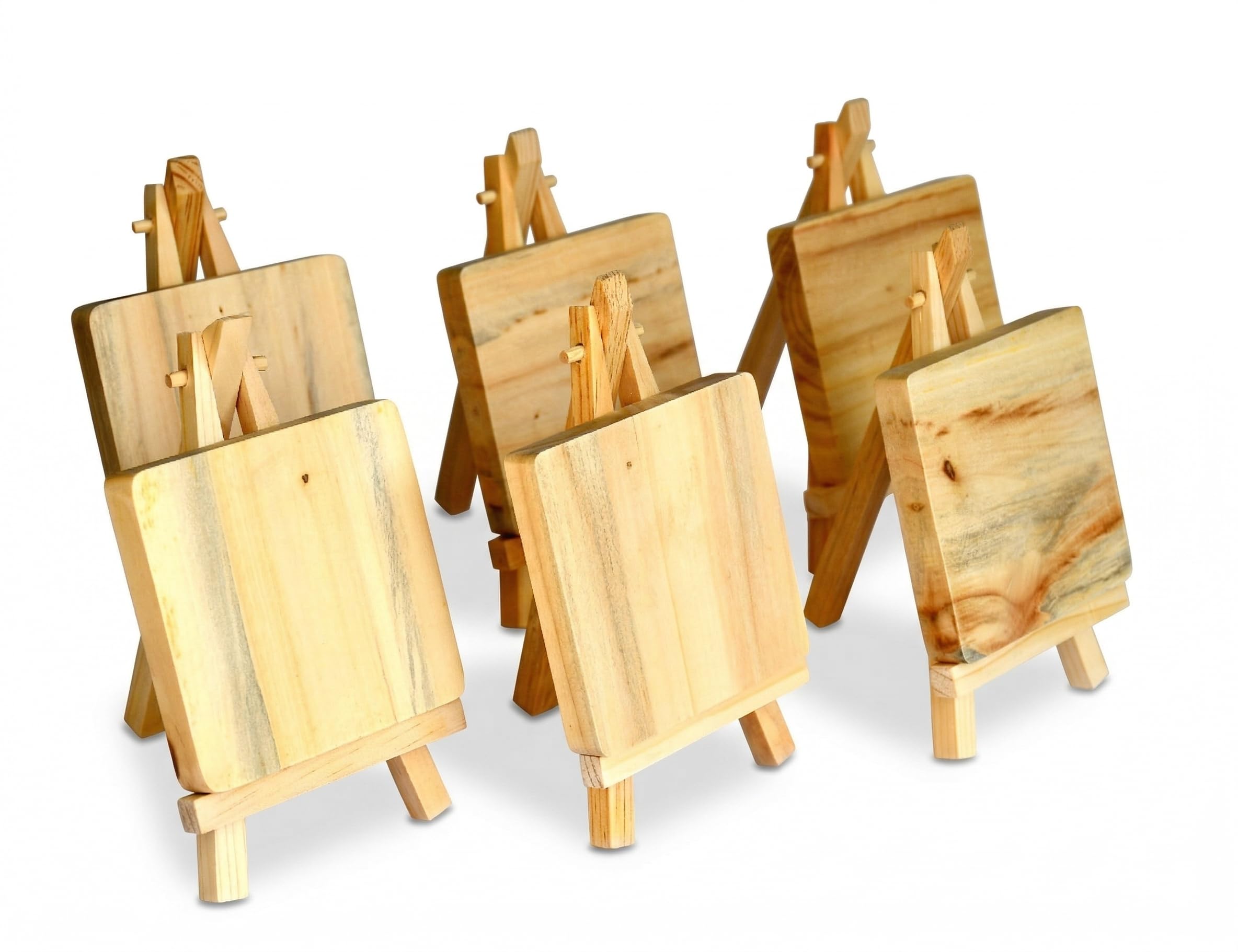 IVEI Mini 6 Inch Wooden Easel Stands with Wood Coasters Set of 6 | DIY Painting Coaster Kit with Display Stand | Mini Art Easel for Photos, Cards & Table Decor-image-17