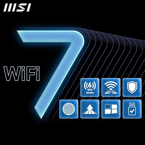 MSI BE6500 WiFi 7 USB Adapter - WLAN up to 2880 Mbps (6GHz, 5GHz, 2.4GHz Wireless), USB 3.2 Gen 1, MU-MIMO, 2X High-Gain Tri-Band Antennas, Beamforming, WPA3 - Cradle Included