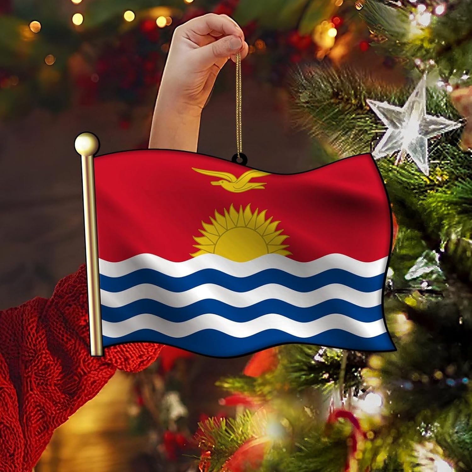 Customize Kiribati Flag Ornaments for Kiribati Friends 3 Inch 2D Souvenir Popular Country City Souvenir Personalized Christmas Ornaments 2024 1st Xmas Present for New Home image 5