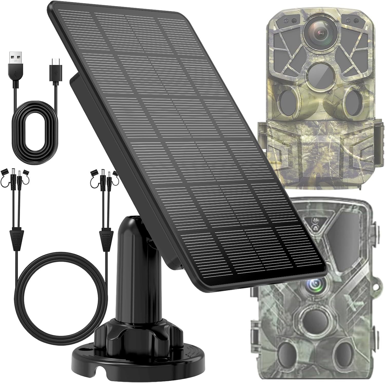 Photo voltaic Panel for Path Digital camera, 5000mAh Rechargeable Battery Path Digital camera Photo voltaic Panel for Steady Charging of Path Cameras (12V 1A & 6V 1.5A Output), IP66 Waterproof Greatest for Out of doors Use