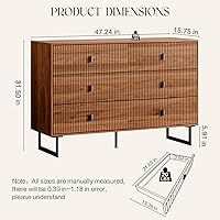 Vista 2 de Cómoda moderna de 6 cajones, cajones profundos, organizador de ropa, gabinete de almacenamiento grande para sala de estar, dormitorio, pasillo