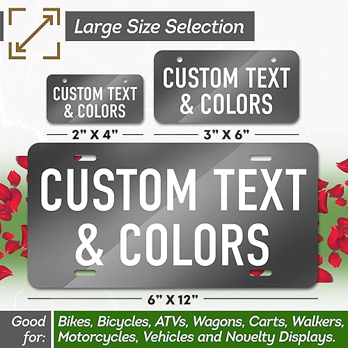 Vista 4 de Mini matrículas personalizadas, placa personalizada para bicicletas, cuatrimoto, coche de niños, bicicleta para niños, carrito de golf, carros