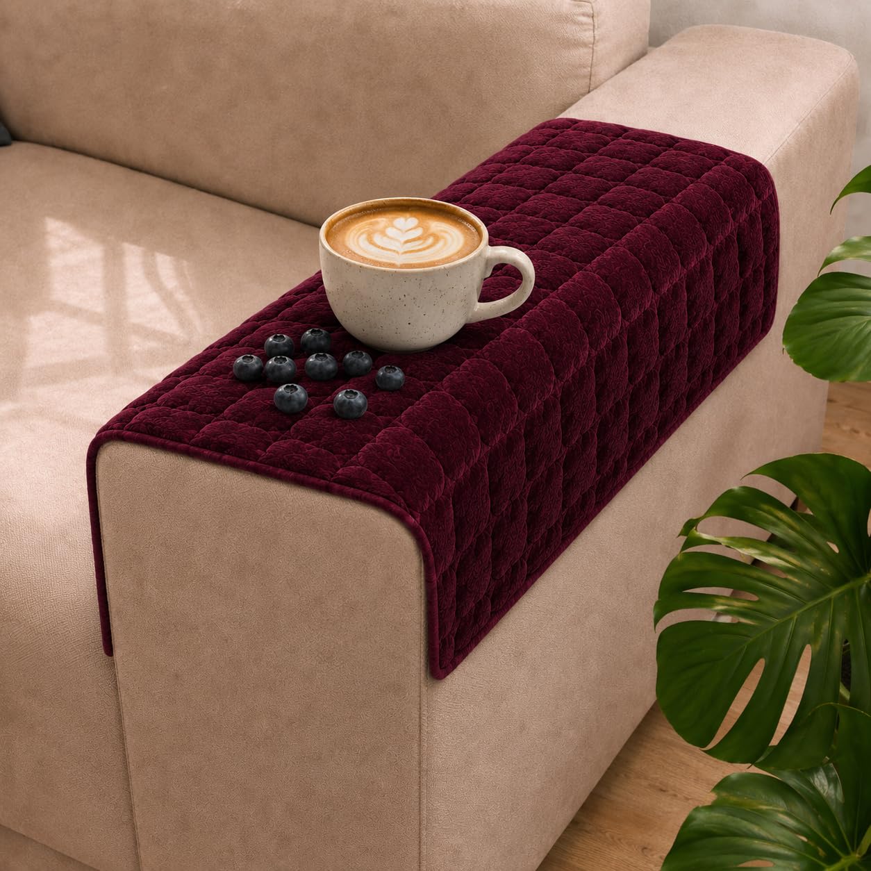 STITCHNEST 'Haven Soft Series' Sofa Armrest Cover | Ultra Soft Plush Hand Rest Protector for Sofa & Couch Furniture, Washable Textured Arm Cover