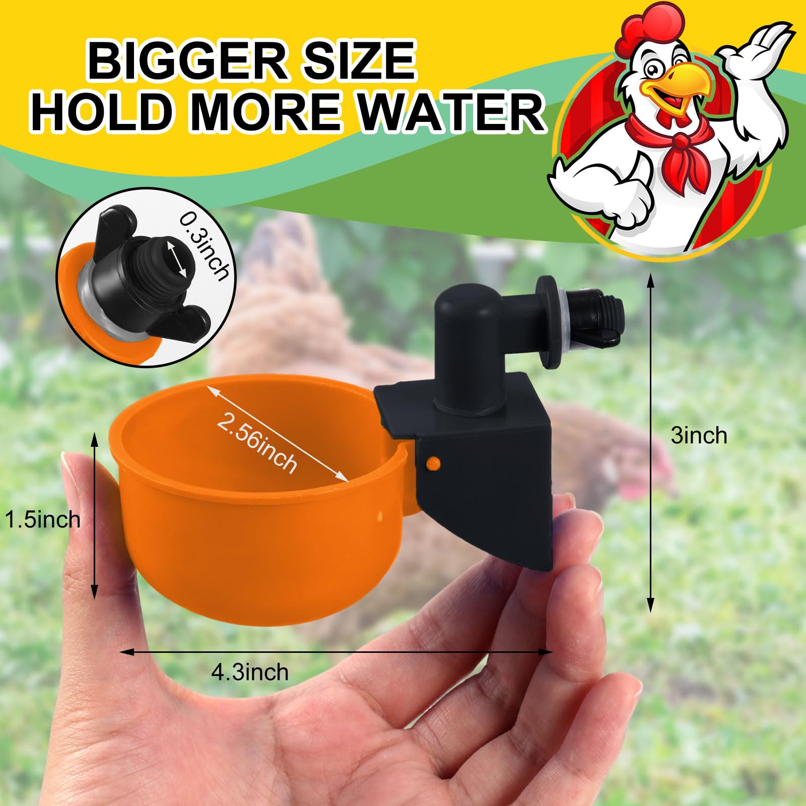 Tanlade 50 paquetes de bebedero de pollo, kit de riego automático para aves de corral, pato, ganso, pavo y conejito (naranja)