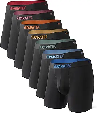 Separatec Men's Underwear Bamboo Rayon Boxer Briefs with Anti Chafing Mesh Ball Pouch Underwear Gifts for Men 7 Pack