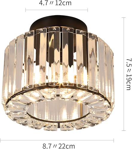 Miniatura 6 de Lámpara de techo moderna semiempotrada de cristal, color negro, perfecta para pasillo, comedor, vestíbulo, sala de estar, dormitorio, entrada