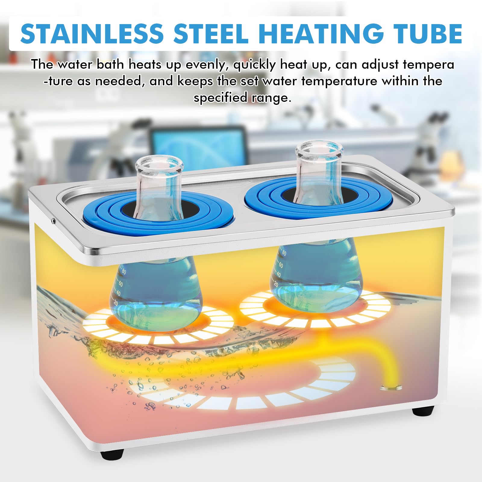 YUCHENGTECH 6L Digitales Labor Wasserbad 600W Thermostatisches Labor Wasserbad 0-999min für Laboranwendungen Lebensmittelerwärmung Chemisch-biologische Experimente