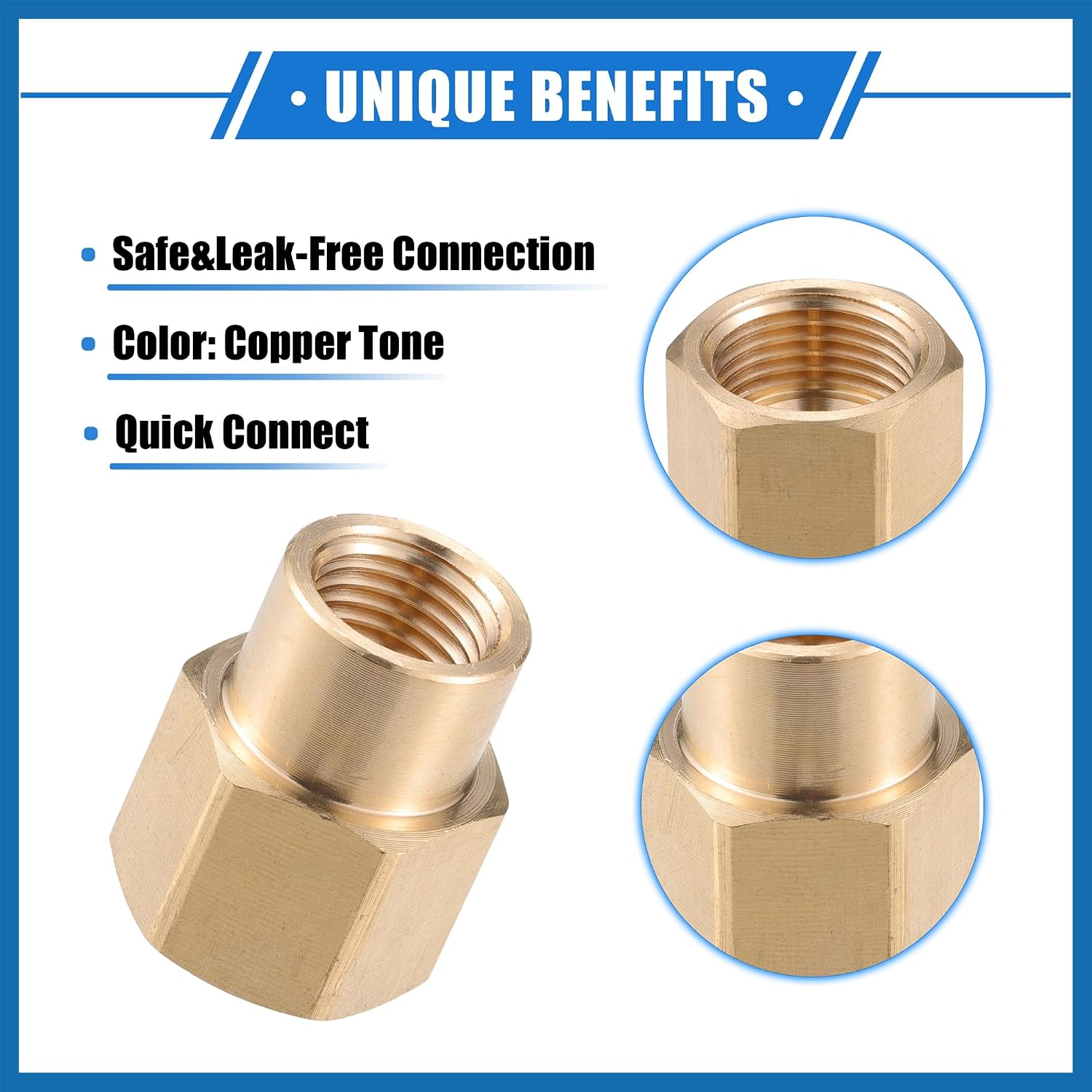 Washer Connector, M18x1.5 to M14x1.5 Female Adapter Brass Screw Hose Connector Universal for Washer Quick Connect Brass Copper Tone Item Replacement