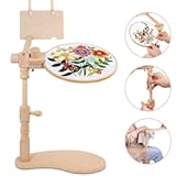 Embroidery Hoop Stand, 360° Adjustable Sitting Cross Stitch Stand, Easy to Use Wooden Embroidery Hoop Holder, Cross Stitch Stand for Art Craft Sewing Projects