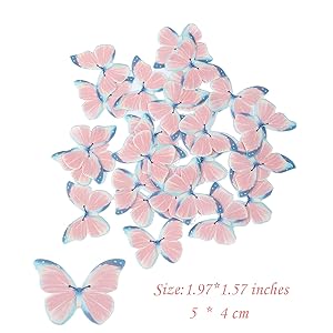 YOcity 48Pcs Edible Butterflies Cake Toppers - Wafer Paper Cupcake Decorations for Wedding, Birthday Party - BLUE