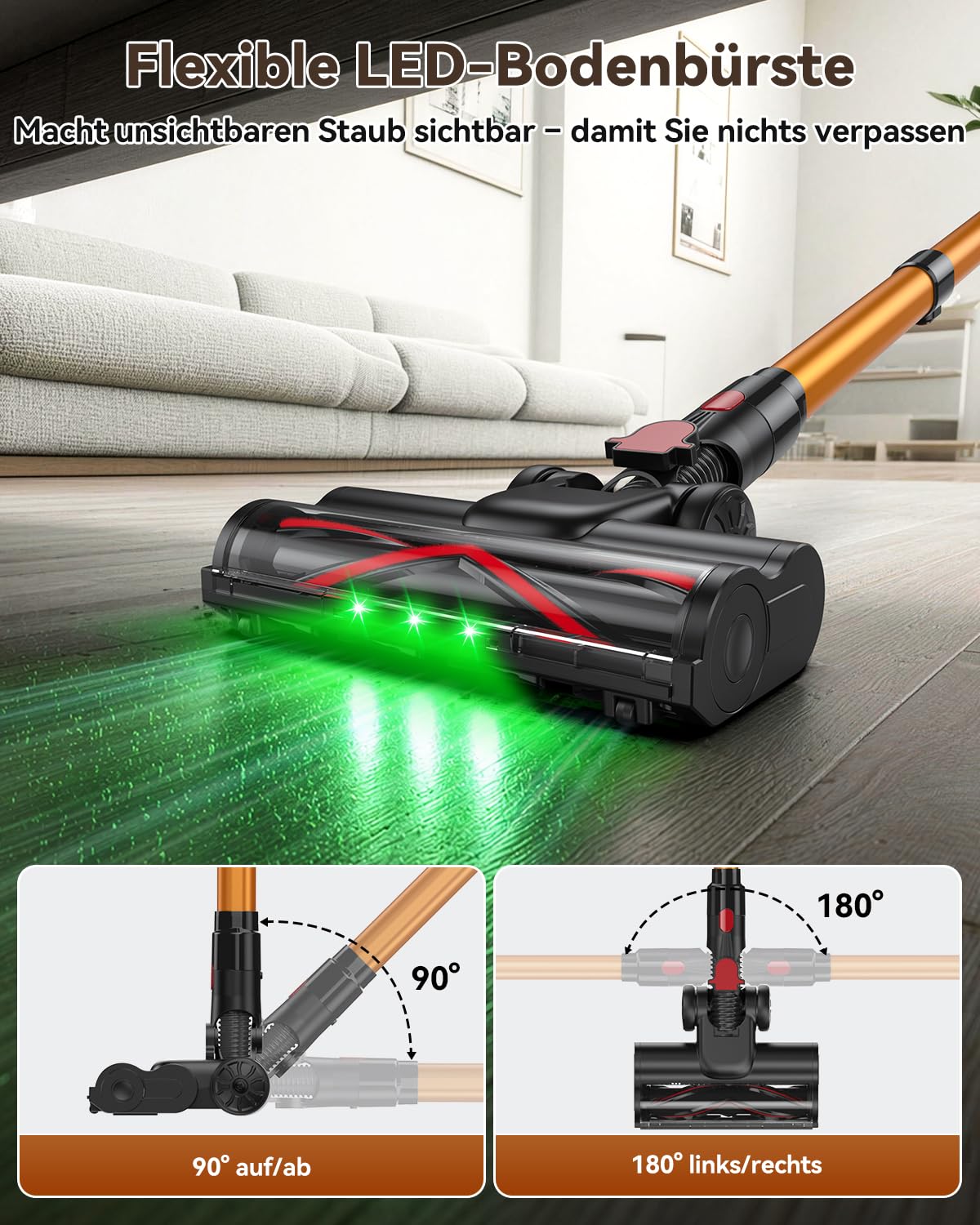 TechRise Aspirador de polvo con batería, 58 KPA/680 W/70 min, pantalla táctil LED, 3 modos inteligentes, antienredos y filtro 8 en 1, autoportante, para alfombras, suelos duros y pelo de mascotas