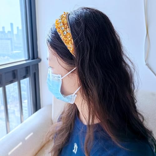 Miniatura 4 de JINBUYAO Bandas de pelo suaves con diamantes de imitación más anchas, accesorios para el cabello, con piedra de cristal grueso, diadema barroca de