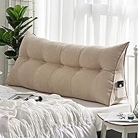 Vista 8 de Cojín de almohada triangular copetudo para respaldo, funda extraíble, almohada de lectura, cojín de lectura para cabecero grande para cama, sofá