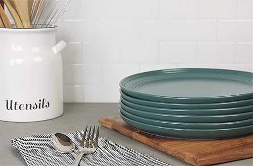 Miniatura 4 de Double Line - Plato llano de 10.5 pulgadas, juego de 6, verde esmeralda