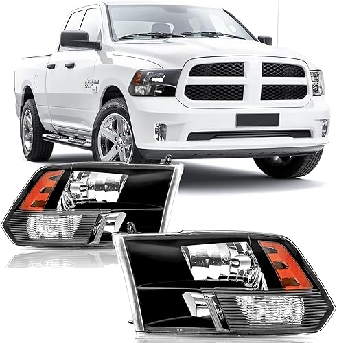 APSVE: Juego de faros delanteros compatibles con Dodge Ram 1500 modelo 2009 a 2018, 2010-2018 Ram 2500 3500 luz halógeno faro delantero de Carcasa