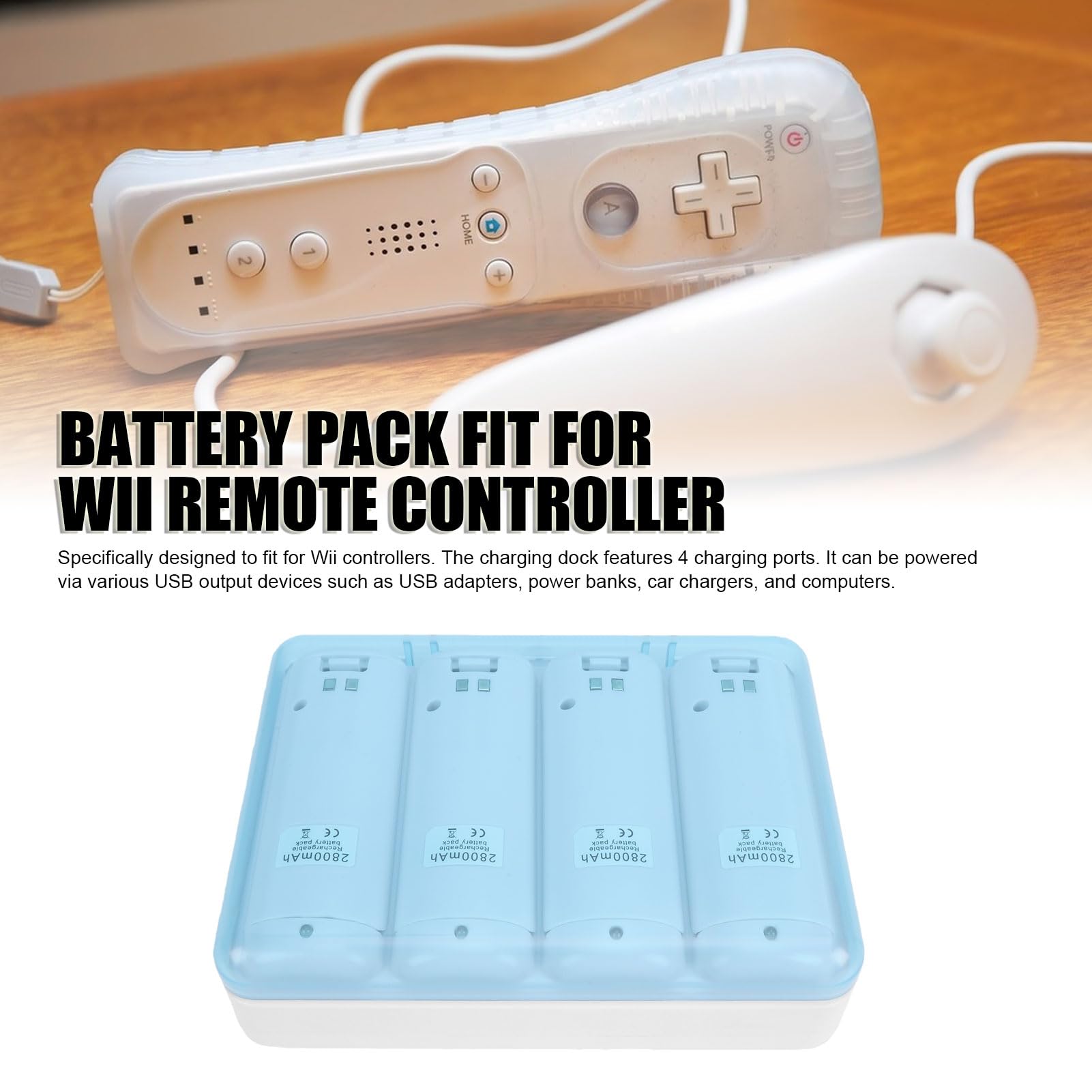 Topiky Caricabatterie Efficiente per Telecomando 4 in 1 con Batterie da 2800 MAh per un Gameplay Prolungato per i Giocatori (WHITE)