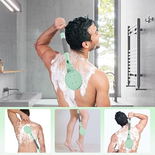 Miniatura 4 de Depuradores de espalda para uso en la ducha, cepillo de baño de espalda de 21.7 pulgadas para ducha, exfoliante y mejora de la salud de la piel para