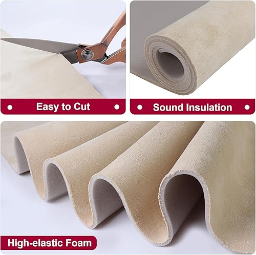 Miniatura 2 de Tela de gamuza con material de respaldo de espuma, tela de microgamuza para techo de automóvil, para reparación de reemplazo de interiores de