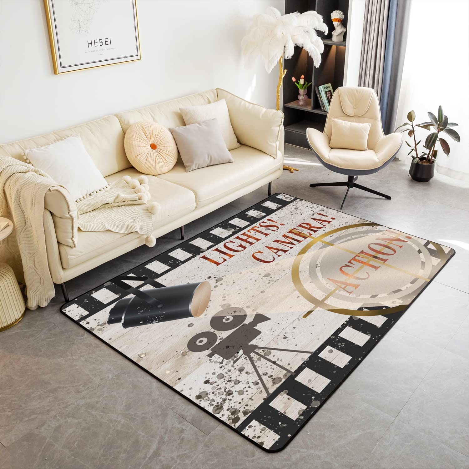 Tapis de salon thème cinéma vintage Loussiesd pour décorer votre studio
