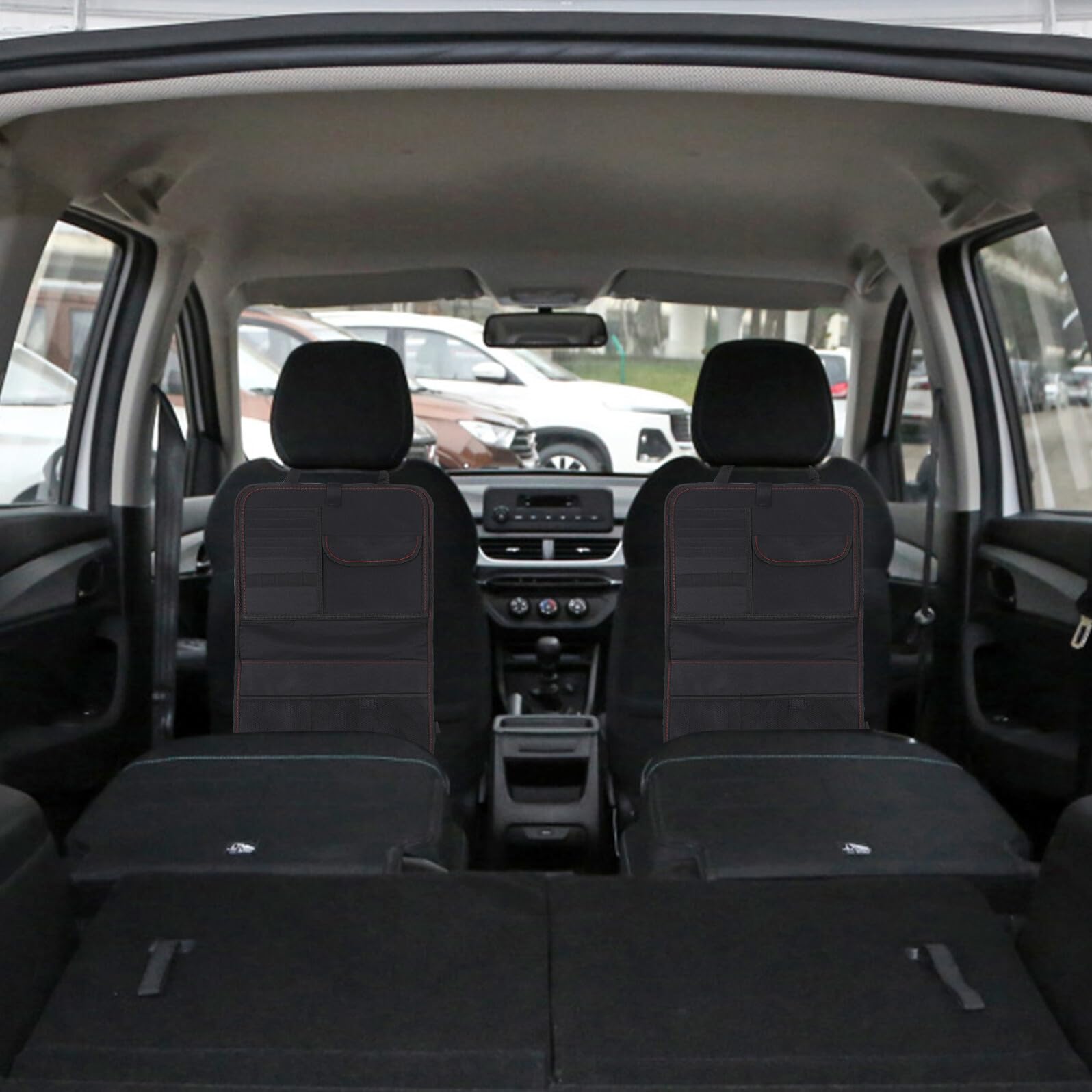 Protector Asiento Trasero Coche con Mesa Organizador Bolsa Almacenamiento Resistente Oxford Negro para Viaje y Comida