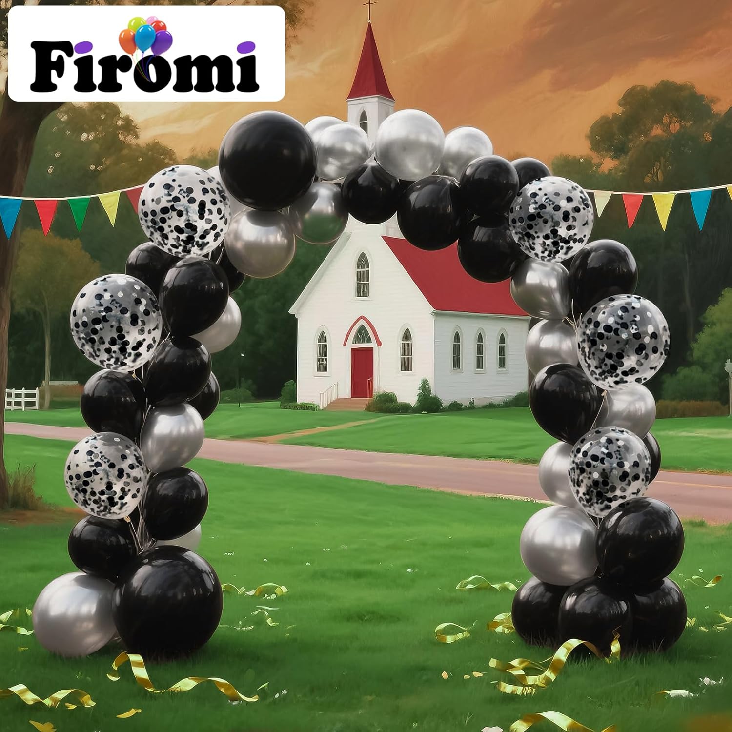 Firomi Metallic Chrome Silver Black Latex Balloons 12 inch 70 Pack Black and Silver Confetti Balloons Set for Birthday Wedding Party New Year (with 2 Ribbons) - Image 4