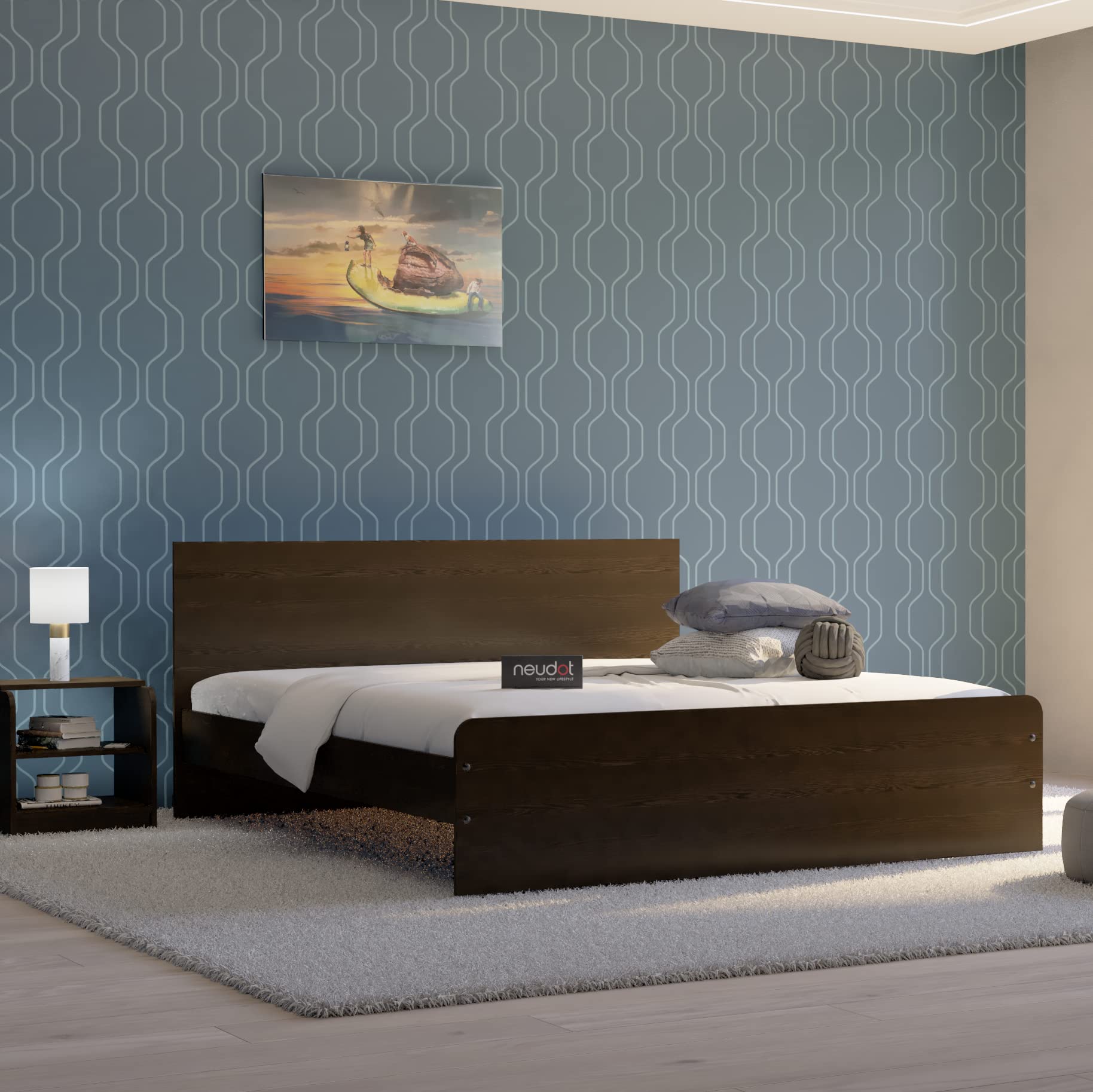 COUCH CULTURE Began King Size Engineered Wood Bed - Wenge Finish | Non Storage Bed | Cozy Cot for Bedroom | Premium Craftsmanship | 1 Year Warranty